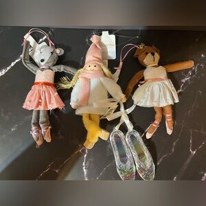 Set of Ballerina Christmas Ornaments NWT